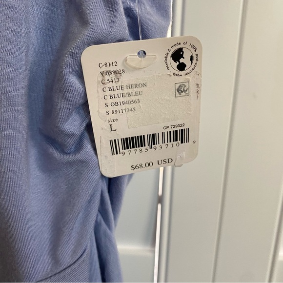 Free People Dusty Blue Front close Ruffled tank Blouse size Large NWT $68 MSRP - Picture 8 of 8